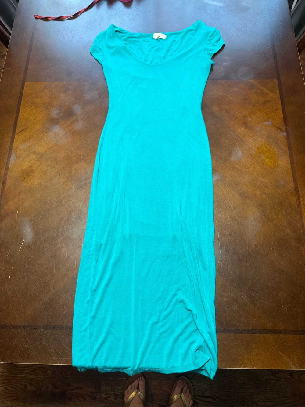 See You Monday Teal Scoop Neck Maxi Dress